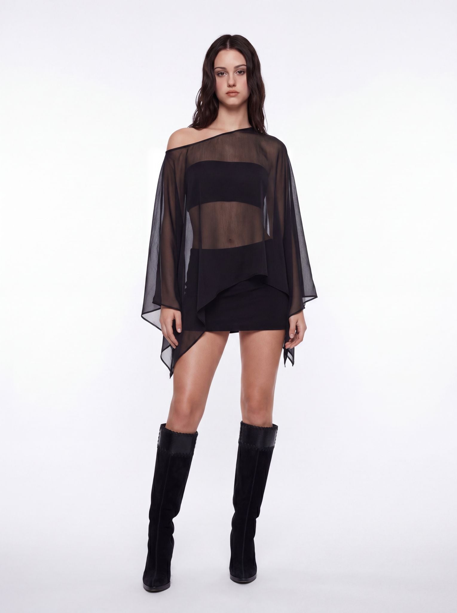 RAVENNA - Sheer Asymmetric Blouse