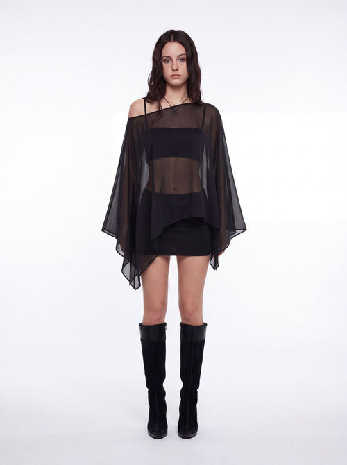 RAVENNA - Sheer Asymmetric Blouse